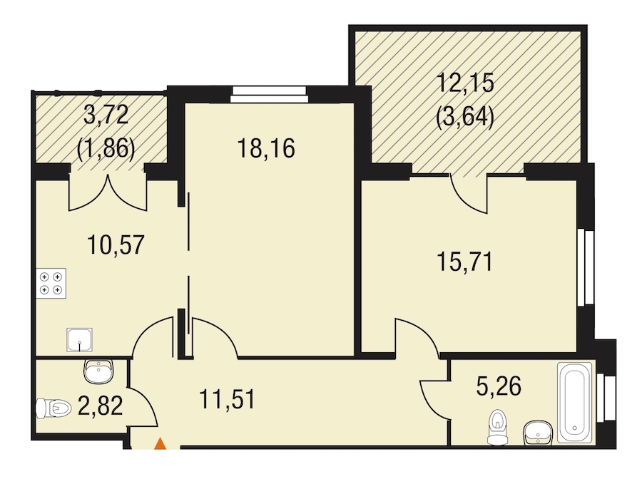 2-комнатная, 70 м² — ЖК ЖК Горки Парк