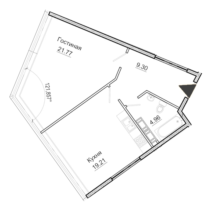 1-комнатная, 55 м² — ЖК Апарт-отель Next (Некст)