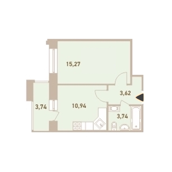 1-комнатная, 35 м² — ЖК ЖК Новый Лесснер