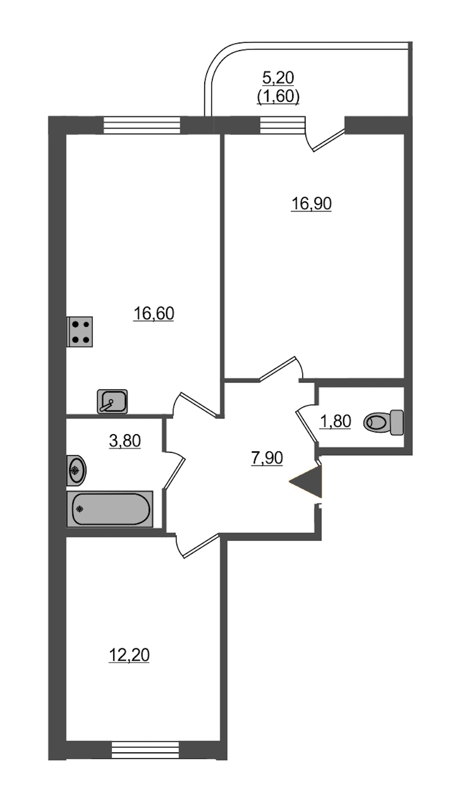 2-комнатная, 61 м² — ЖК ЖК Энфилд