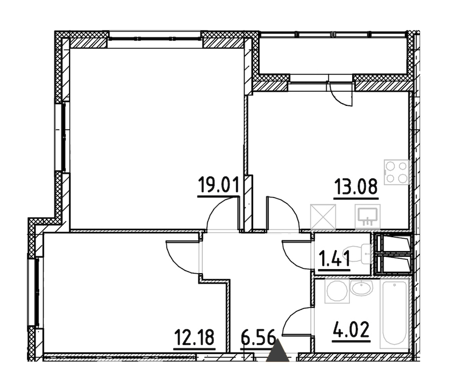 2-комнатная, 58 м² — ЖК ЖК Yoga (Йога)