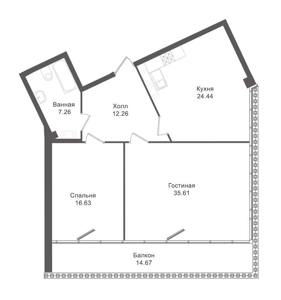 2-комнатная, 136 м² — ЖК ЖК "Esper Club"