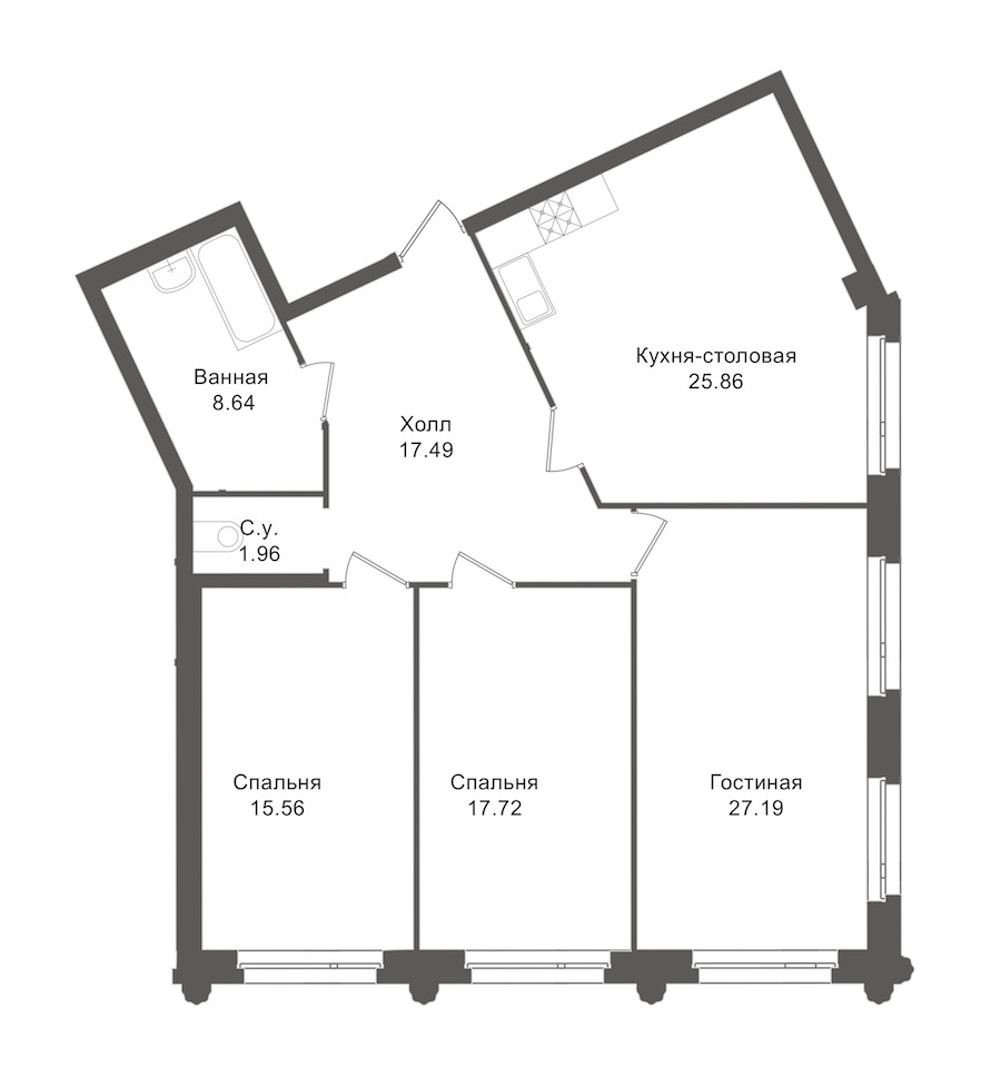 3-комнатная, 105 м² — ЖК ЖК "Esper Club"