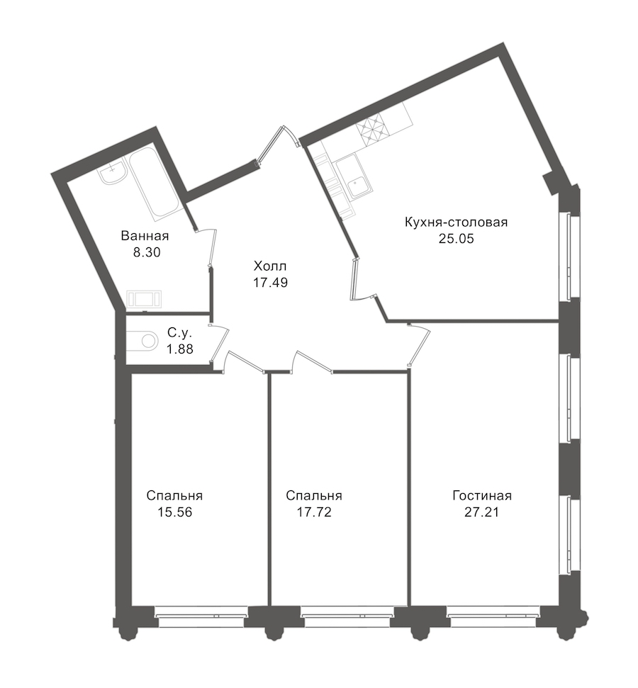 3-комнатная, 148 м² — ЖК ЖК "Esper Club"