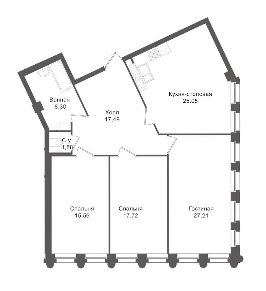 3-комнатная, 148 м² — ЖК ЖК "Esper Club"