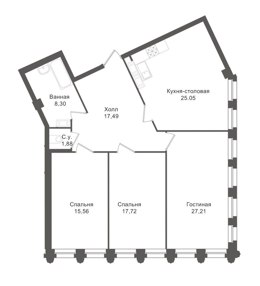 3-комнатная, 148 м² — ЖК ЖК "Esper Club"