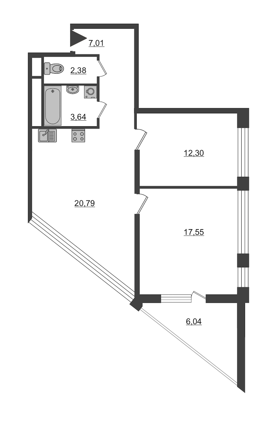 2-комнатная, 67 м² — ЖК ЖК Нью Тайм (New Time)