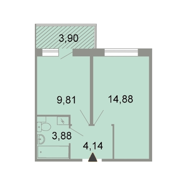 1-комнатная, 34 м² — ЖК ЖК Клёны