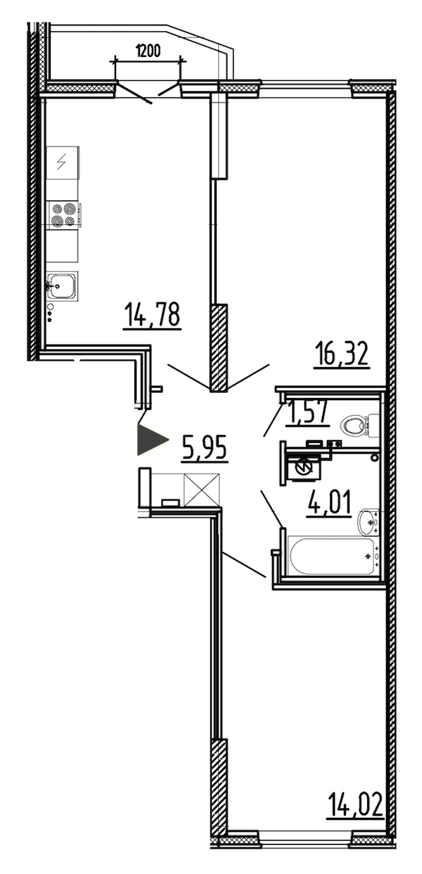 2-комнатная, 58 м² — ЖК ЖК Yoga (Йога)