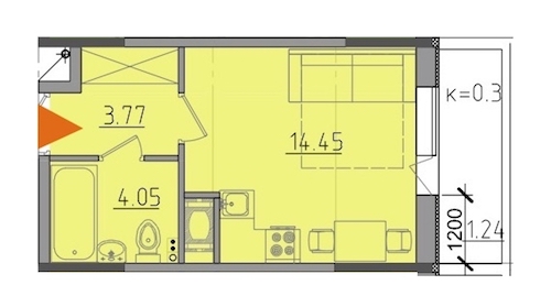 Студия, 22 м² — ЖК ЖК Ювента