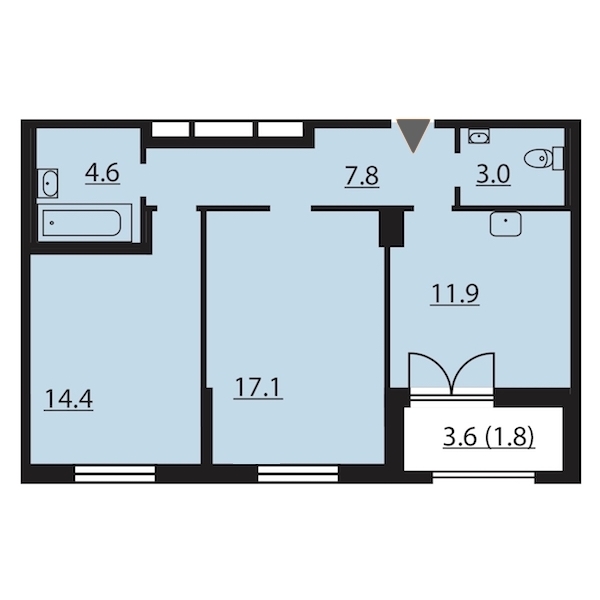 2-комнатная, 61 м² — ЖК ЖК Цивилизация на Неве