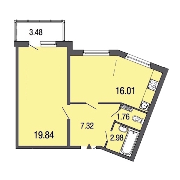 1-комнатная, 48 м² — ЖК ЖК ЭкоСити