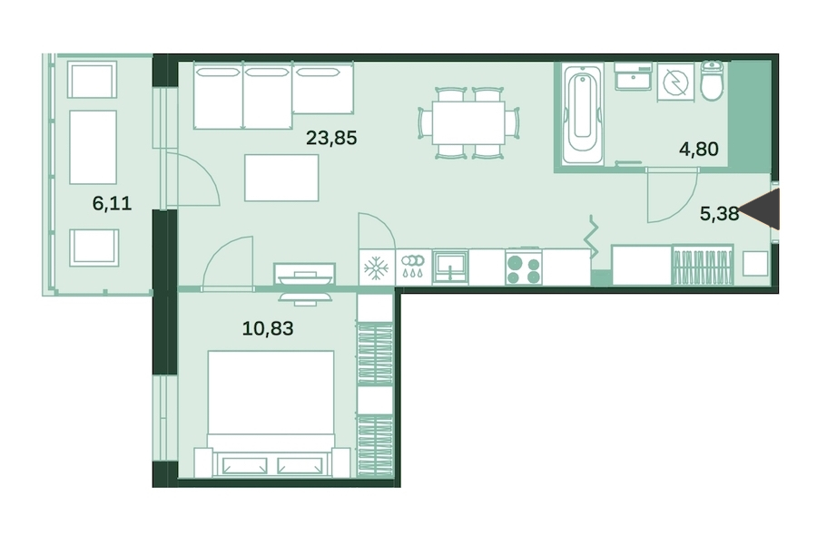 1-комнатная, 47 м² — ЖК ЖК Магнифика Резиденс (Magnifika Residence)