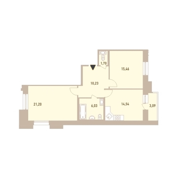 2-комнатная, 70 м² — ЖК ЖК Новый Лесснер