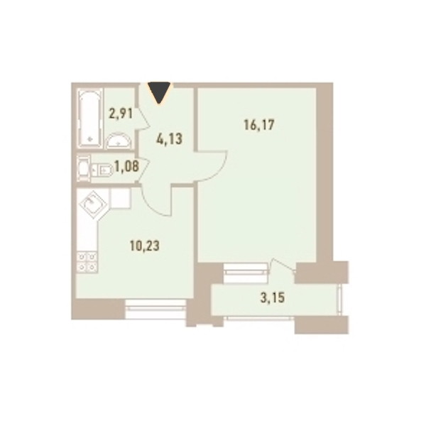 1-комнатная, 36 м² — ЖК ЖК Новый Лесснер