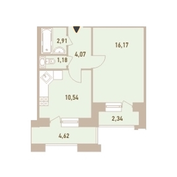 1-комнатная, 37 м² — ЖК ЖК Новый Лесснер