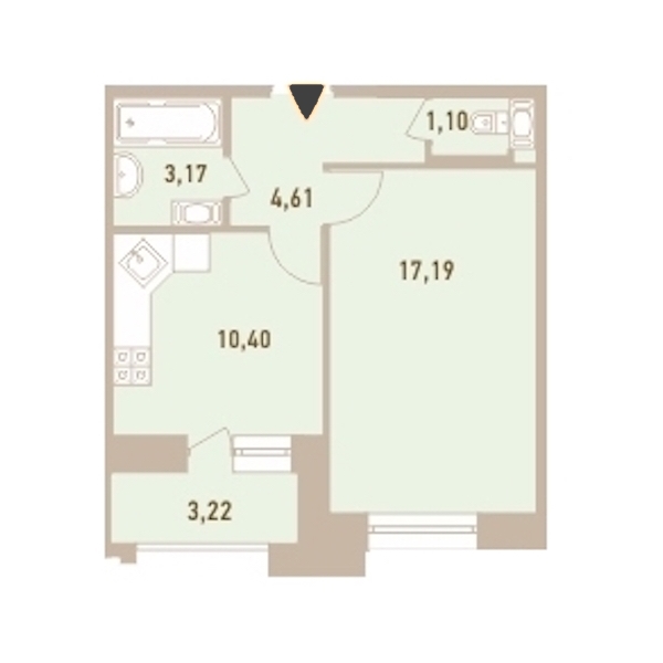 1-комнатная, 38 м² — ЖК ЖК Новый Лесснер