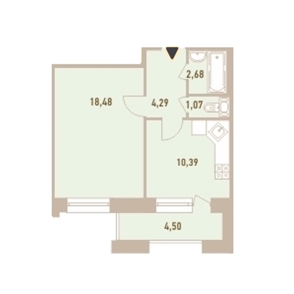 1-комнатная, 39 м² — ЖК ЖК Новый Лесснер