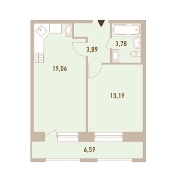 1-комнатная, 42 м² — ЖК ЖК Новый Лесснер