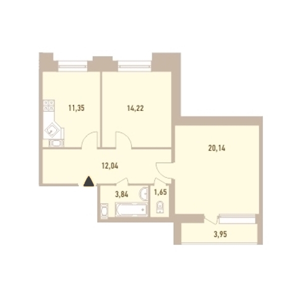 2-комнатная, 65 м² — ЖК ЖК Новый Лесснер