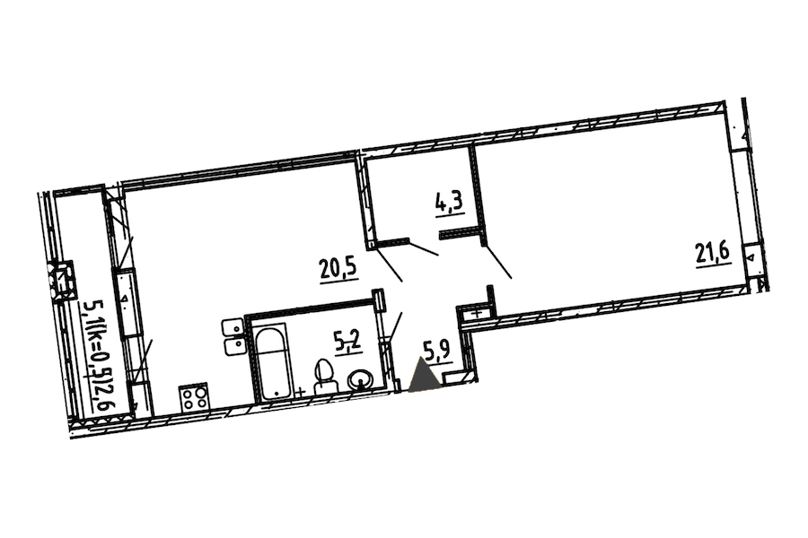 1-комнатная, 60 м² — ЖК ЖК Эталон на Неве