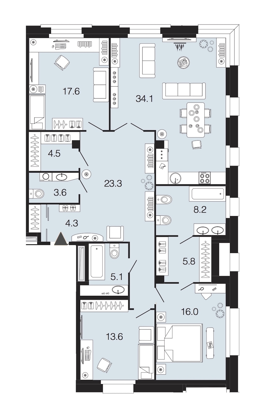 3-комнатная, 136 м² — ЖК ЖК Futurist (Футурист)