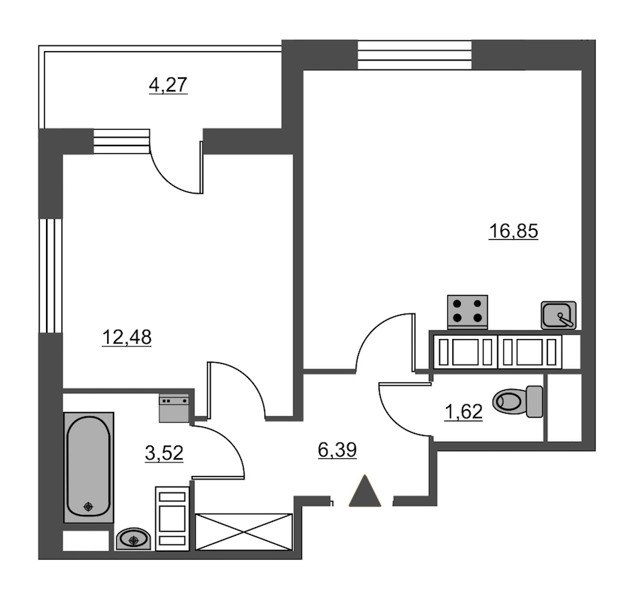 1-комнатная, 43 м² — ЖК ЖК Питер