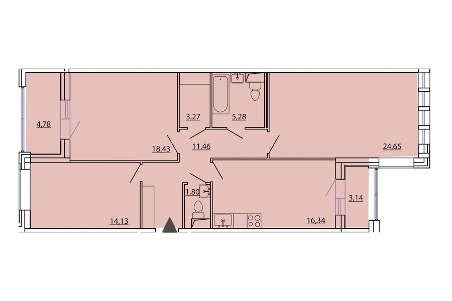 3-комнатная, 99 м² — ЖК ЖК Фамилия