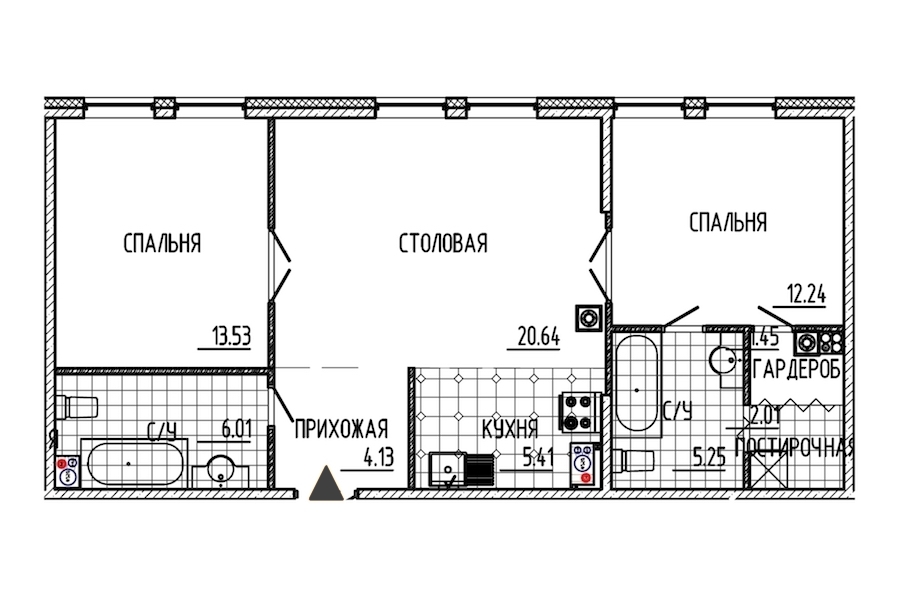 2-комнатная, 71 м² — ЖК ЖК Маленькая Франция