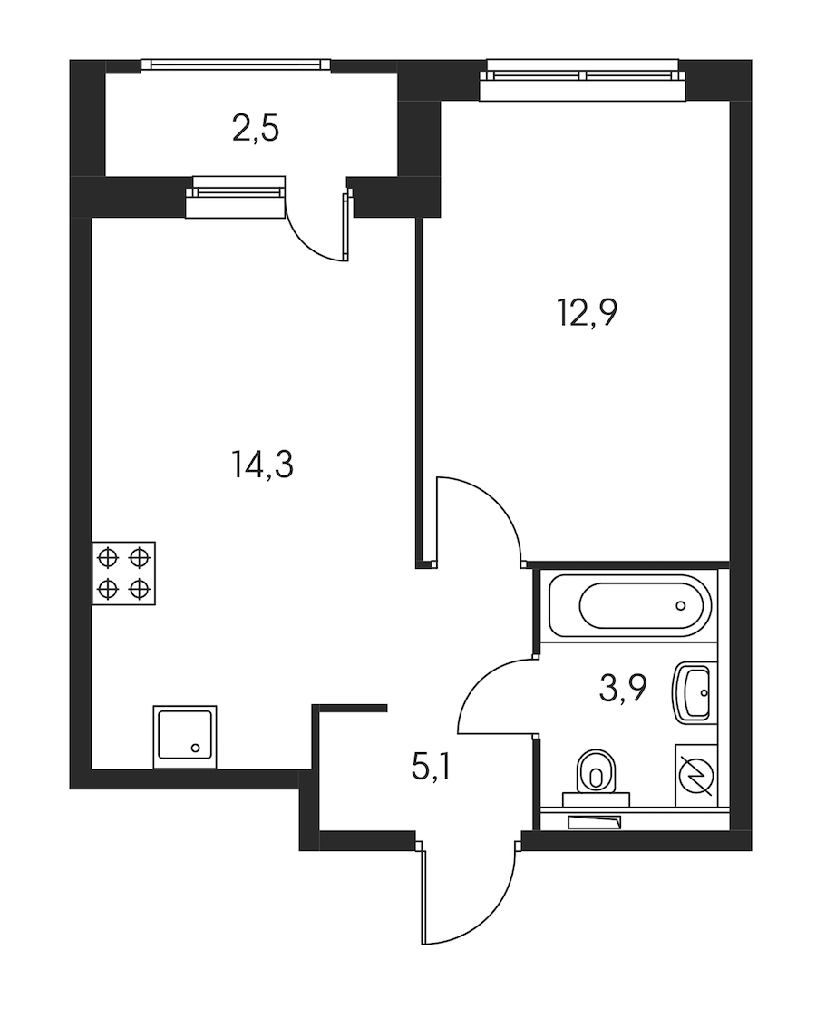 1-комнатная, 37 м² — ЖК ЖК Орловский парк