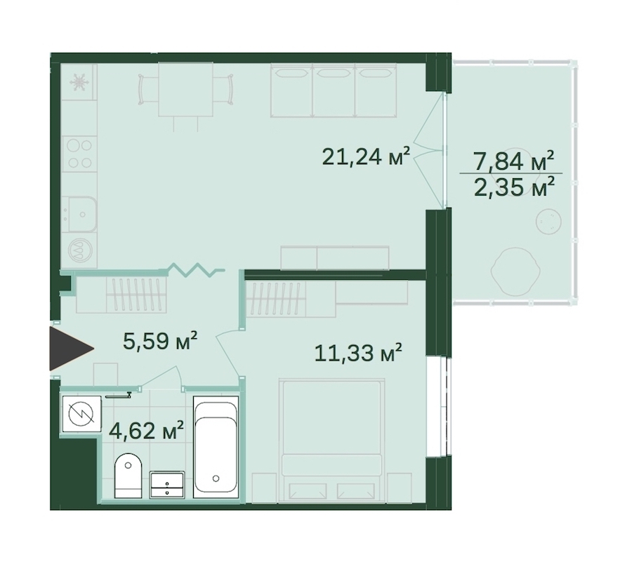 1-комнатная, 45 м² — ЖК ЖК Магнифика Резиденс (Magnifika Residence)