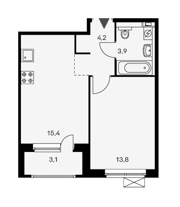 1-комнатная, 39 м² — ЖК ЖК Орловский парк