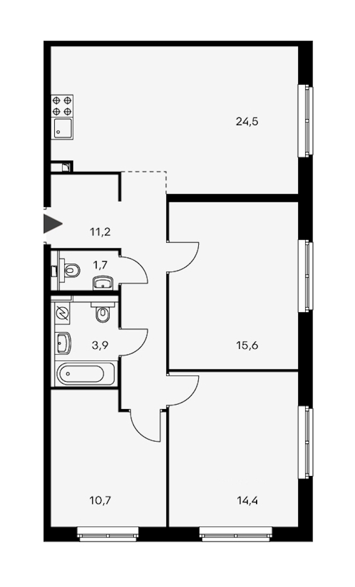 3-комнатная, 82 м² — ЖК ЖК Орловский парк