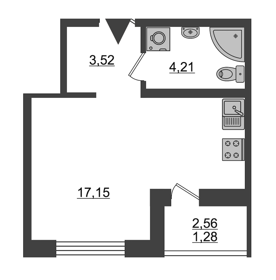 Студия, 26 м² — ЖК ЖК ID Мурино (Айди Мурино)