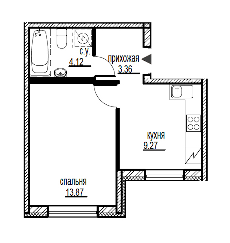 1-комнатная, 31 м² — ЖК ЖК ID Мурино (Айди Мурино)