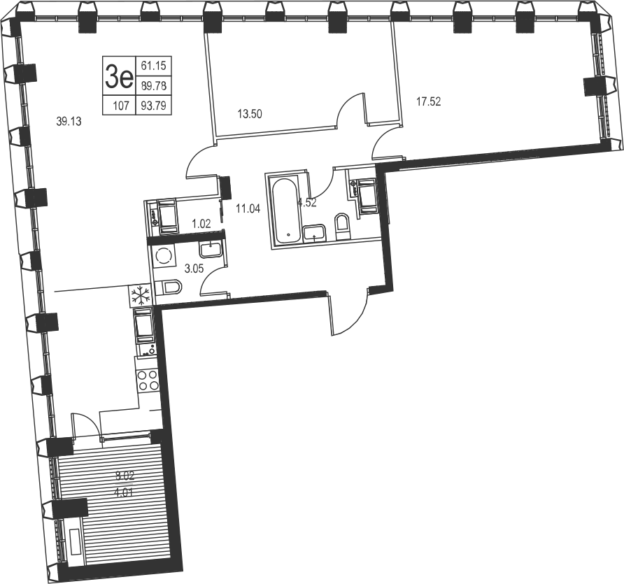 2-комнатная, 94 м² — ЖК ЖК Golden City (Голден сити)