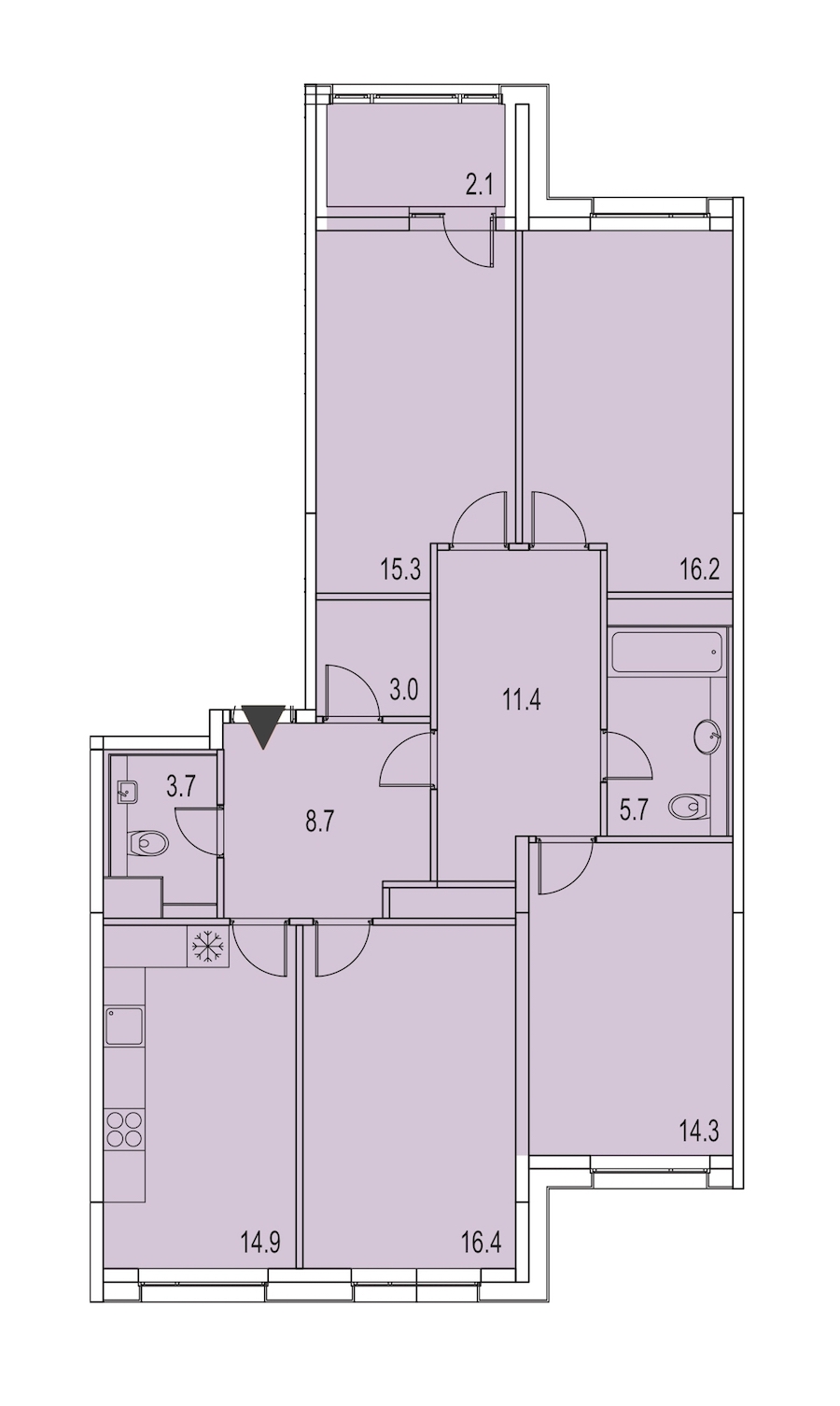 4-комнатная, 112 м² — ЖК ЖК Лайф Лесная