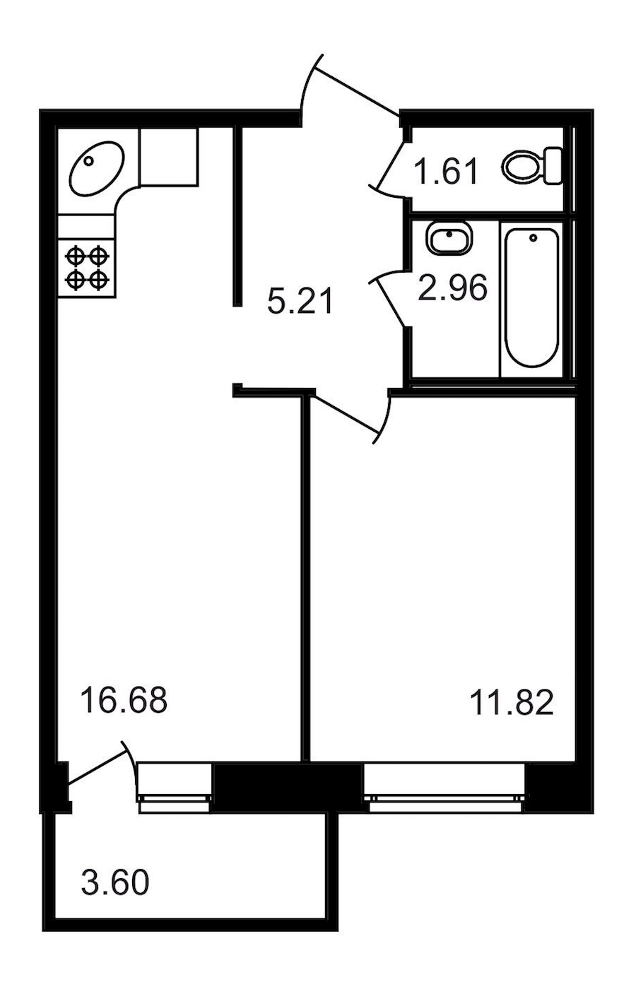 1-комнатная, 42 м² — ЖК ЖК Северный