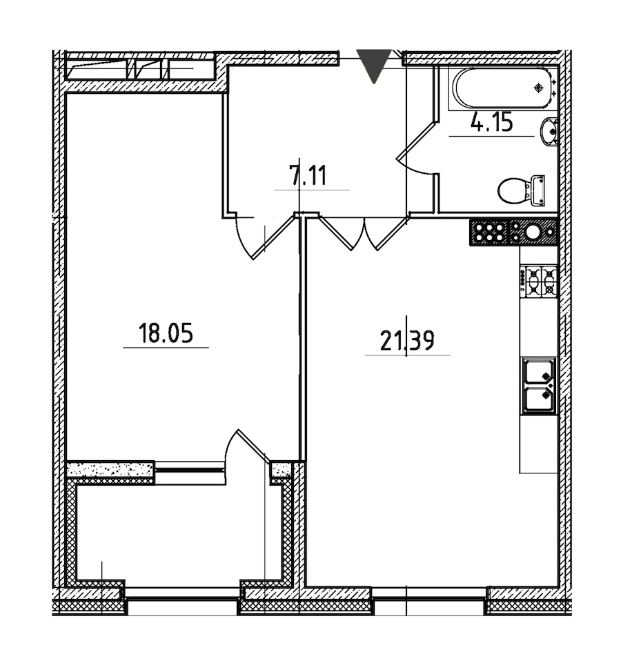 1-комнатная, 53 м² — ЖК ЖК Петровская доминанта