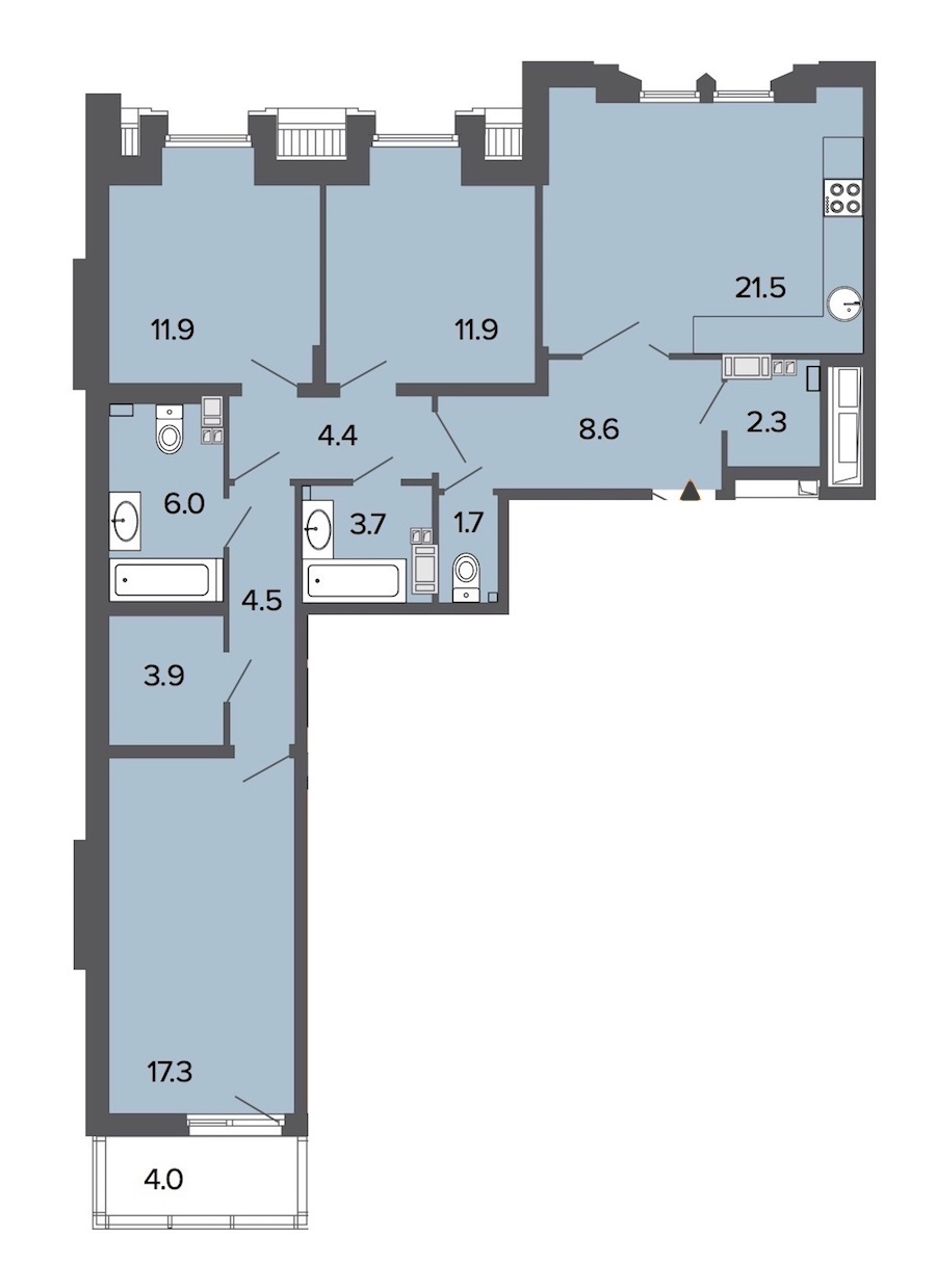 3-комнатная, 98 м² — ЖК Клубный дом Болконский