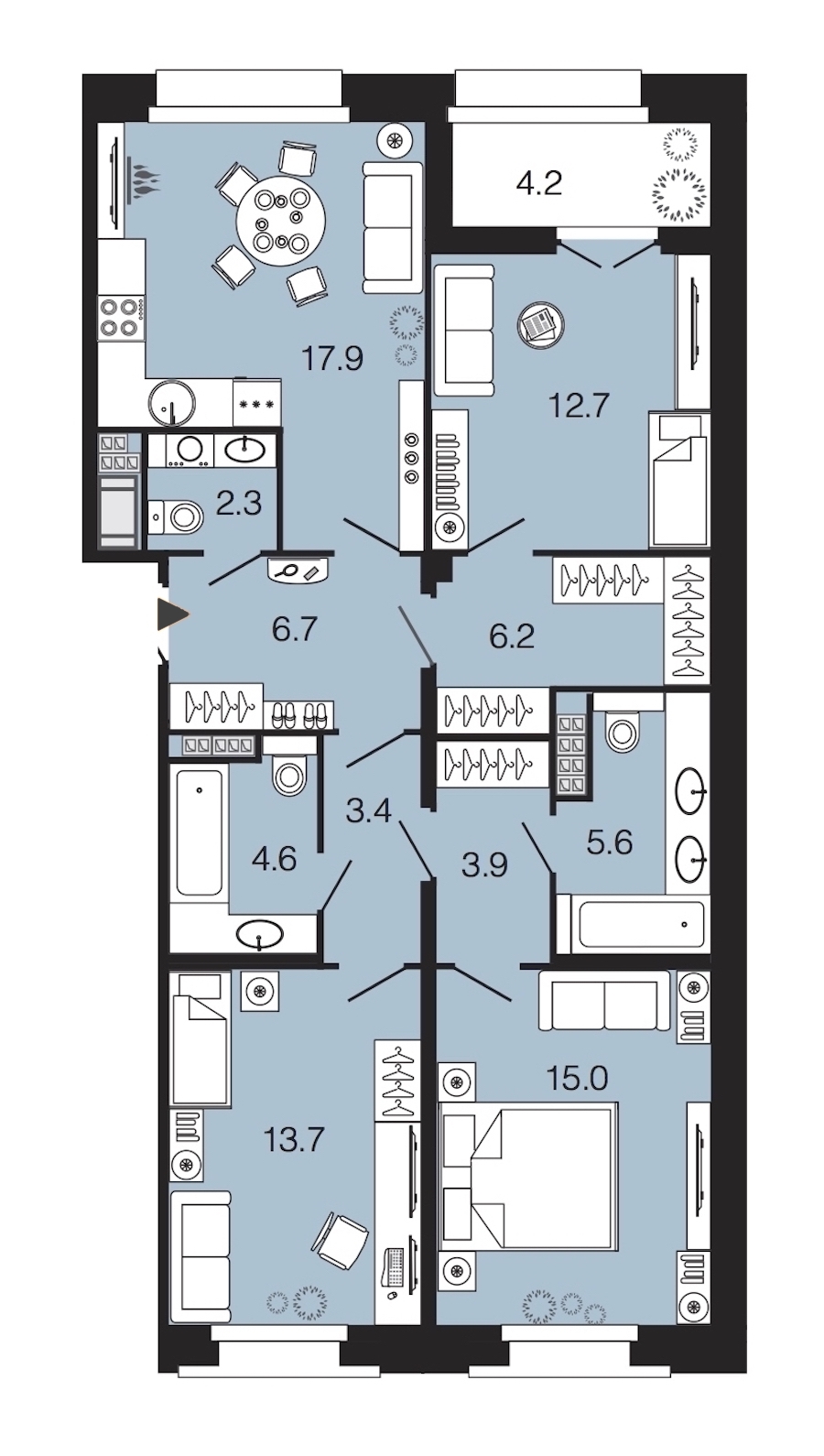 3-комнатная, 92 м² — ЖК ЖК Futurist (Футурист)
