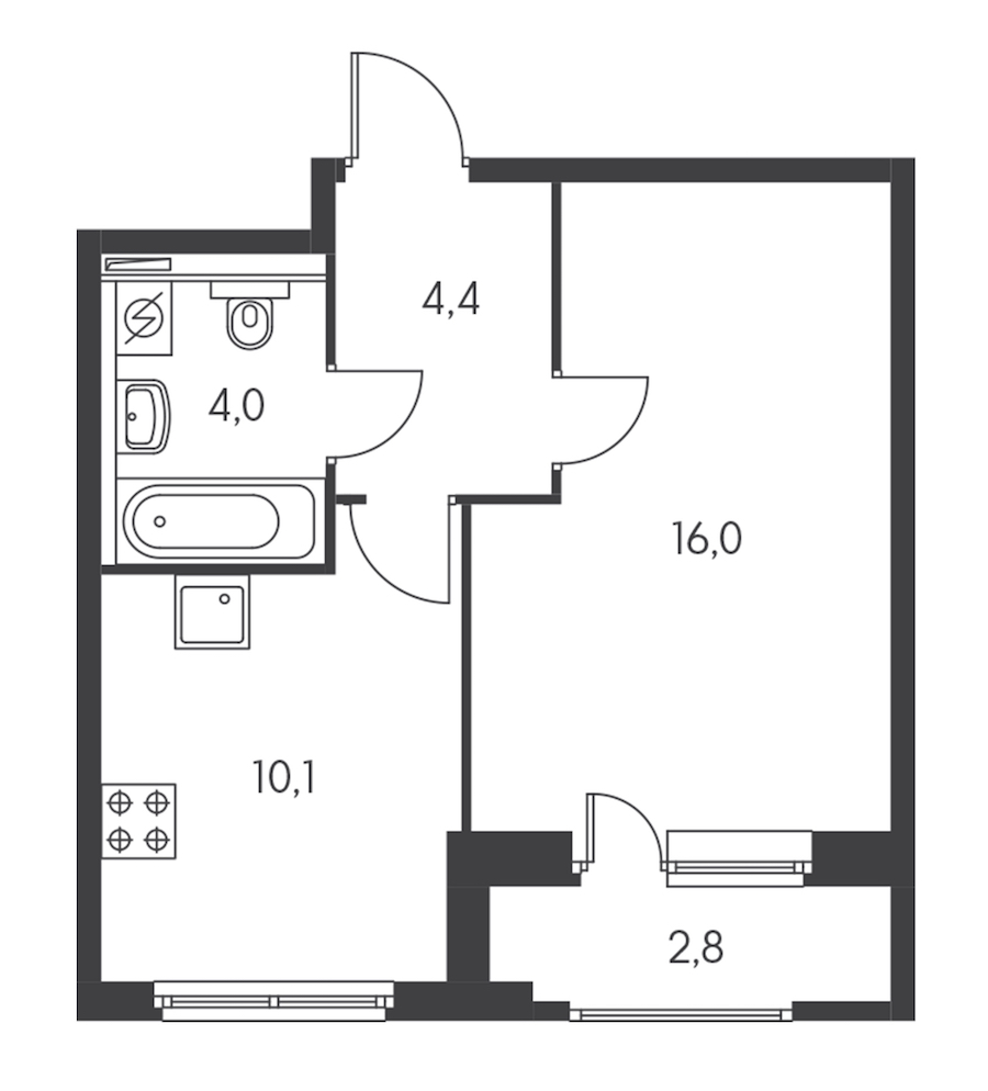 1-комнатная, 36 м² — ЖК ЖК Орловский парк