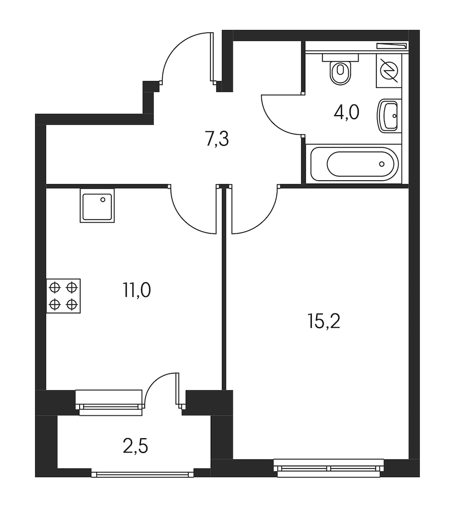 1-комнатная, 39 м² — ЖК ЖК Орловский парк