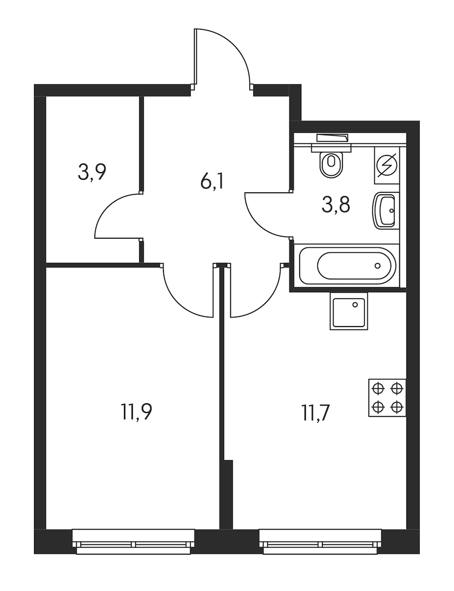 1-комнатная, 37 м² — ЖК ЖК Орловский парк