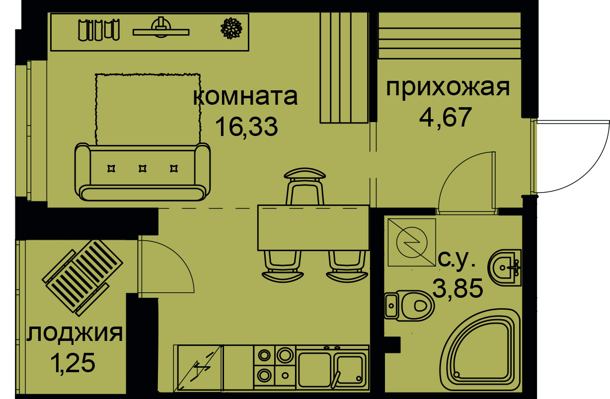 Студия, 26 м² — ЖК ЖК Айди Кудрово (ID Kudrovo)