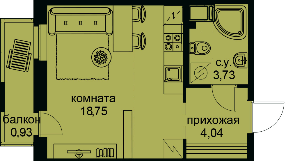Студия, 27 м² — ЖК ЖК Айди Кудрово (ID Kudrovo)