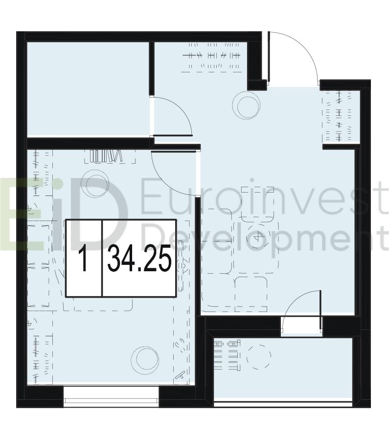 1-комнатная, 34 м² — ЖК ЖК ID Мурино (Айди Мурино)