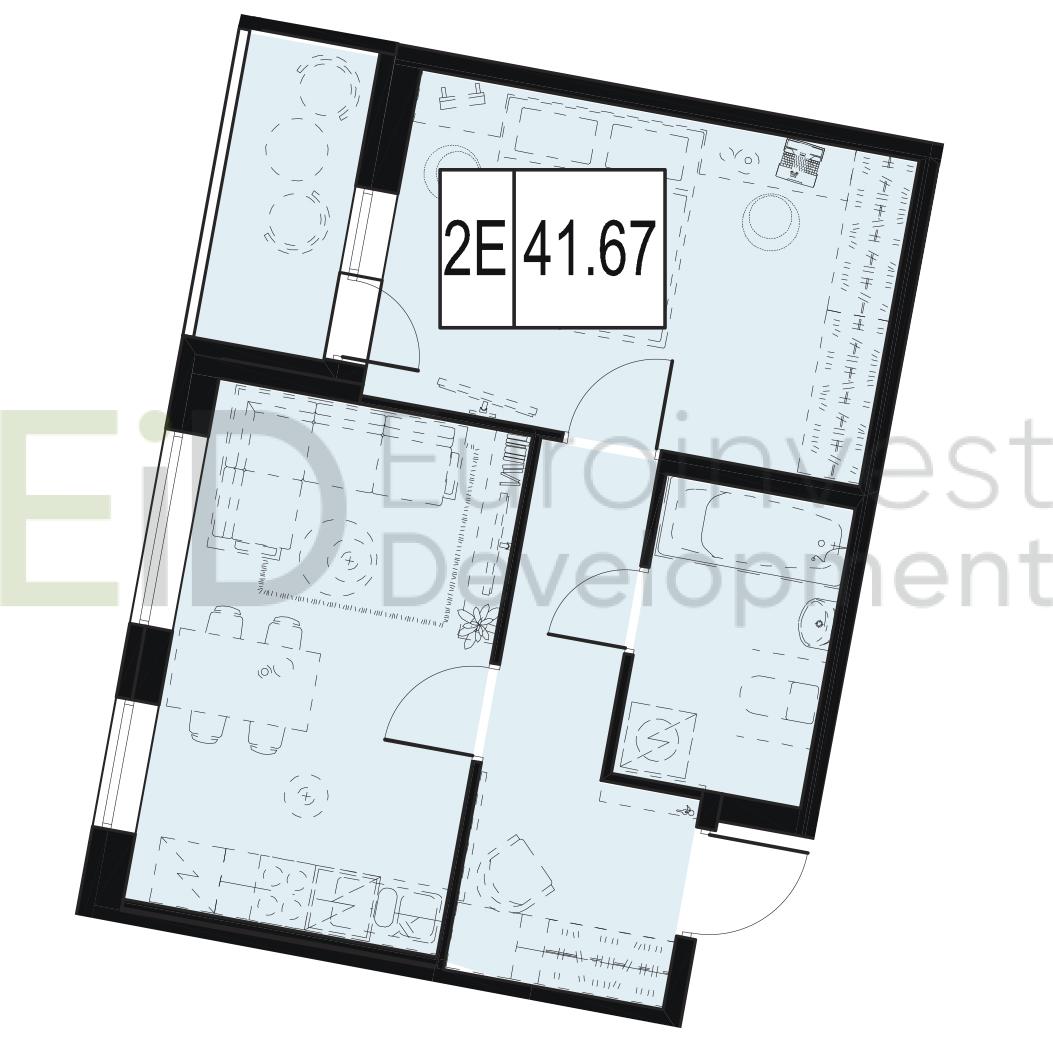 1-комнатная, 42 м² — ЖК ЖК ID Мурино (Айди Мурино)
