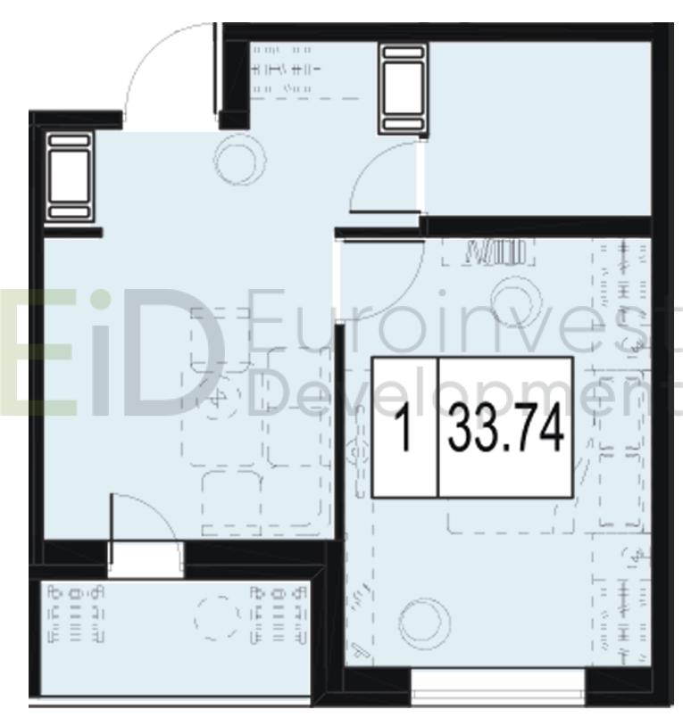 1-комнатная, 34 м² — ЖК ЖК ID Мурино (Айди Мурино)