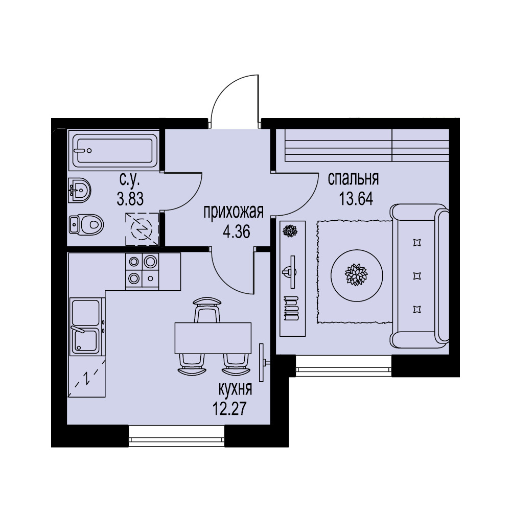 1-комнатная, 34 м² — ЖК ЖК ID Мурино (Айди Мурино)